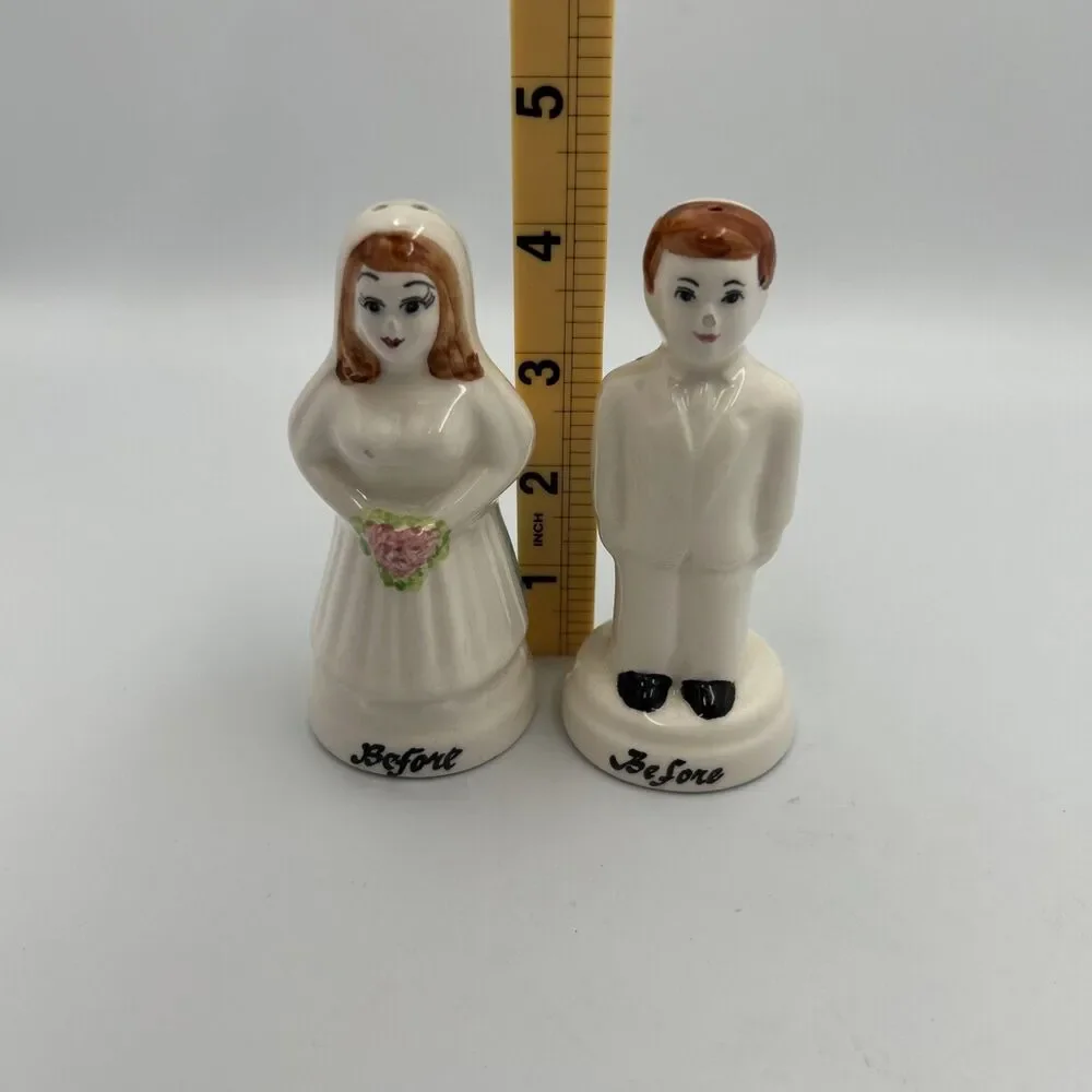 Vintage “BEFORE and AFTER” Bride and Groom Salt and Pepper Shakers - Philippines